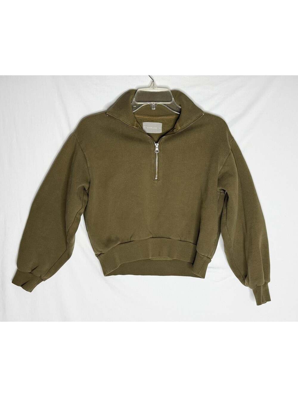 Everlane Olive Green Half Zip Sweatshirt XXS Oversized Fleece Pullover